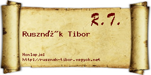 Rusznák Tibor névjegykártya