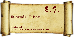 Rusznák Tibor névjegykártya